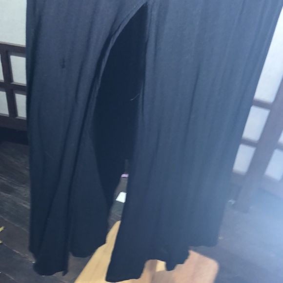 Free People Black Flowing Wednesday Addams Dress Deep V Neck Hocus Pocus Sz 2 - Picture 6 of 16